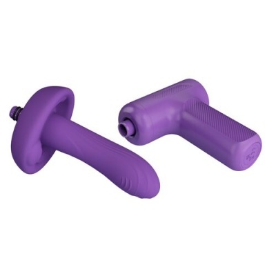 Duas peças roxas de plástico ou silicone com conectores circulares pretos