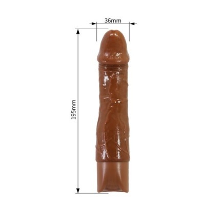 Dildo castanho texturizado com medidas 195 mm por 36 mm