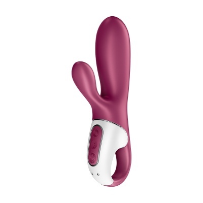 Vibrador vinho com base branca e botões de controlo