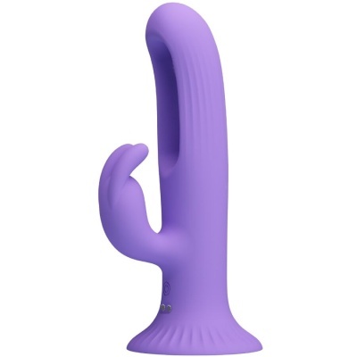 Vibrador roxo em silicone com textura lisa e base larga