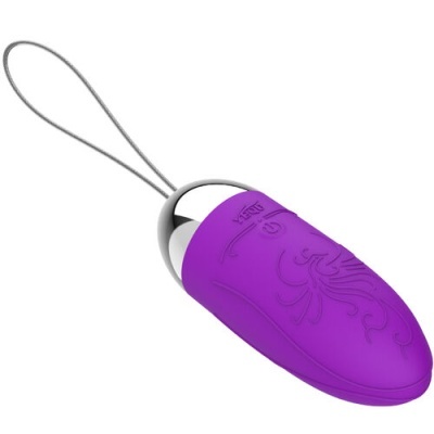 Dispositivo portátil roxo com padrão floral e extremidade metálica prateada com cordão