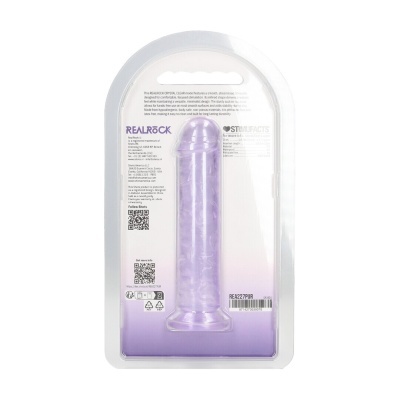 Dildo realista lilás transparente em embalagem plástica