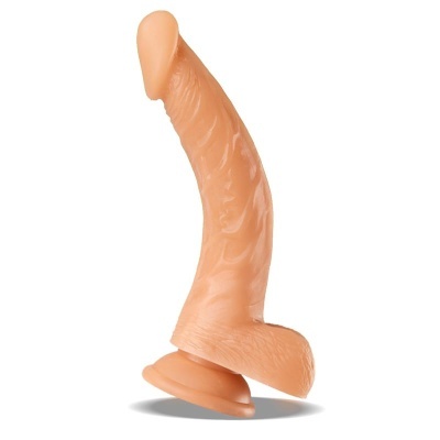 Dildo cor de pele com base de ventosa e textura detalhada
