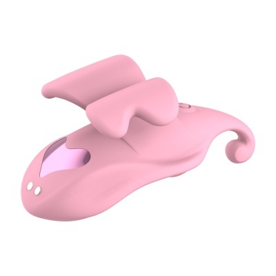 Dispositivo ergonómico rosa com aba destacável e botões circulares