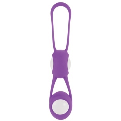 Cinto elástico roxo com bolas brancas integradas