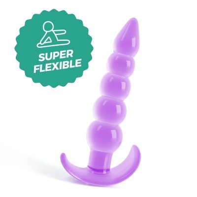 Plug anal lilás segmentado com selo verde super flexible