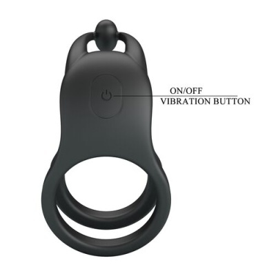 anel preto de silicone com botão ON/OFF VIBRATION BUTTON