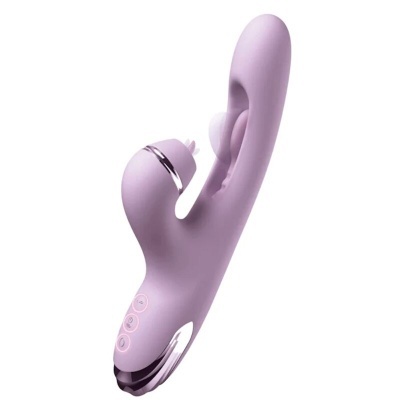 Vibrador lilás com botões e detalhes prateados