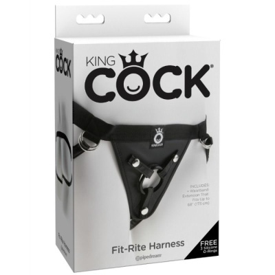 Embalagem branca de arnês King Cock com arnês preto visível
