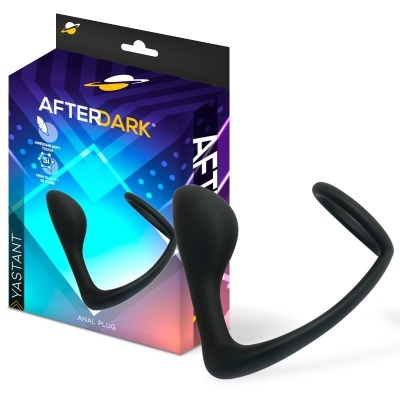 Plug anal preto de silicone com embalagem AFTERDARK