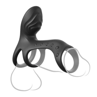 Anel de silicone preto com texturas e argolas