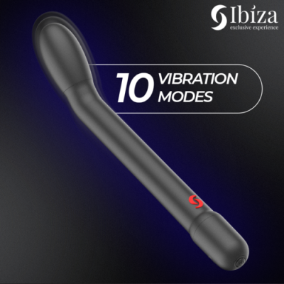 Vibrador preto com 10 modos de vibração texto e logo Ibiza