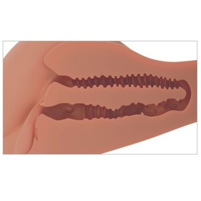 Imagem médica 3D com instrumentos flexíveis castanhos dentro de órgão anatómico.