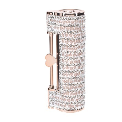 Isqueiro rosa dourado com pérolas e detalhe de coração