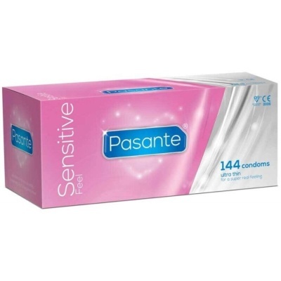 Caixa de preservativos Pasante Sensitive Feel rosa e branca