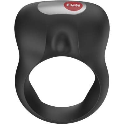 Anel preto de silicone com detalhe FUN em vermelho e cinzento