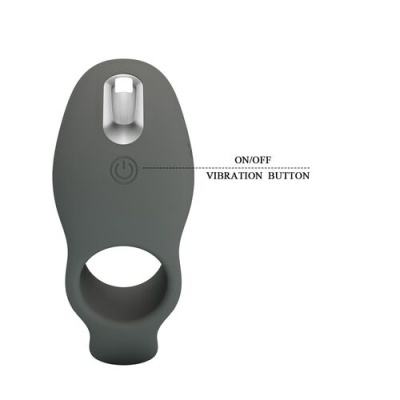 Anel vibratório cinzento com botão ON/OFF VIBRATION BUTTON