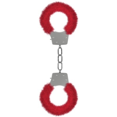 Algemas prateadas com revestimento vermelho peludo