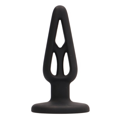 Plug de silicone preto com recortes cónicos e base larga