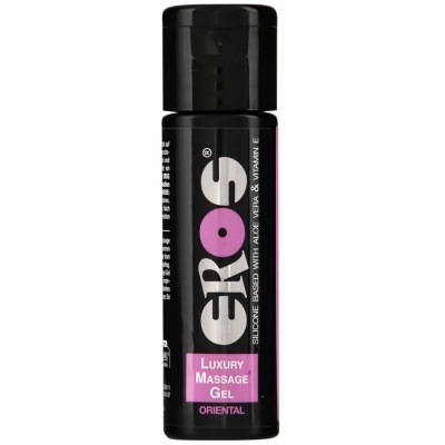Frasco preto de gel de massagem Eros Luxury Massage Gel Oriental