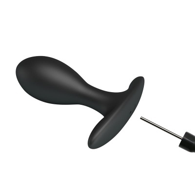 Plug anal preto de silicone com pequeno acessório metálico