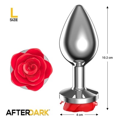 Plug anal metálico com base de rosa vermelha