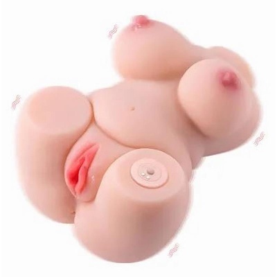 Torso feminino de silicone com seios e genitais, tom de pele claro