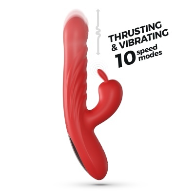 Produto vermelho anatómico com 10 modos de vibração e impulsão.