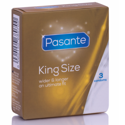 Embalagem dourada Pasante King Size com 3 preservativos