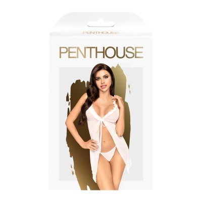 Embalagem de lingerie feminina branca PENTHOUSE com modelo