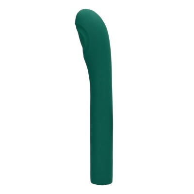 Vibrador verde escuro curvo em fundo branco