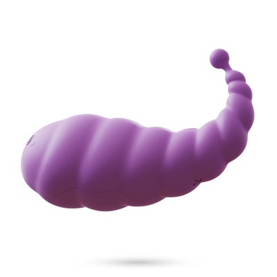 Produto roxo ondulado com segmentos arredondados e esfera na extremidade