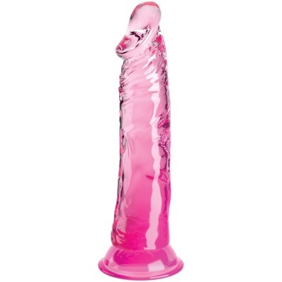 Dildo cor-de-rosa translúcido com base larga
