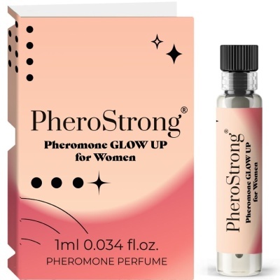 Perfume PheroStrong feminino com embalagem rosa e bege