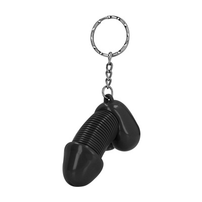 Porta-chaves com pendente preto em forma de pênis flexível