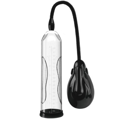 Bomba transparente com manómetro preto e tubo flexível