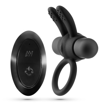 Dispositivo preto eletrônico com anel de silicone texturizado e fundo branco