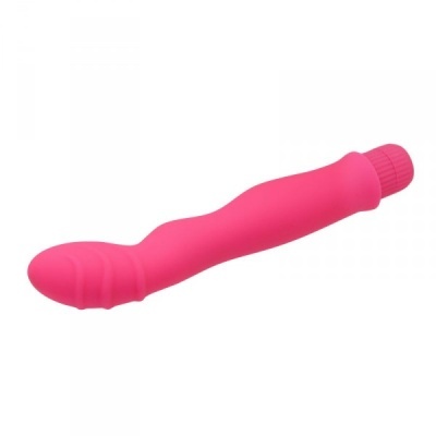 Vibrador rosa de silicone com controle na extremidade