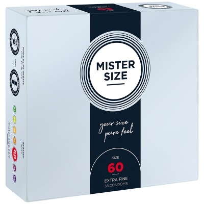 Caixa de preservativos Mister Size tamanho 60 extra fine 36 unidades