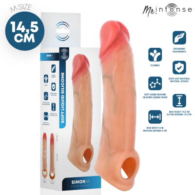 Capa de pénis em silicone líquido suave cor pele com embalagem característica