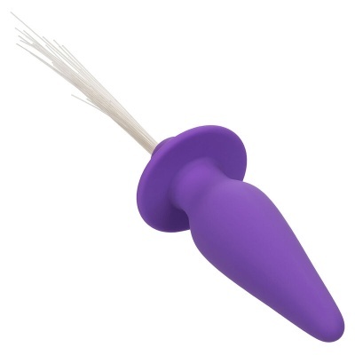 Plug anal roxo com cerdas brancas