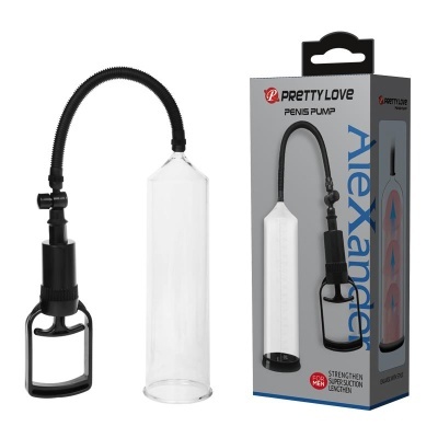 Bomba de pénis Pretty Love Alexander preta e transparente com embalagem
