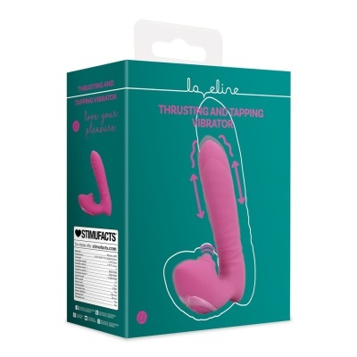 Embalagem de vibrador rosa com texto em inglês