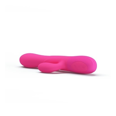 Vibrador rosa em silicone com botões na base