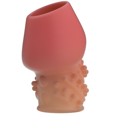 Produto em silicone com texturas e design em tons rosa e pêssego