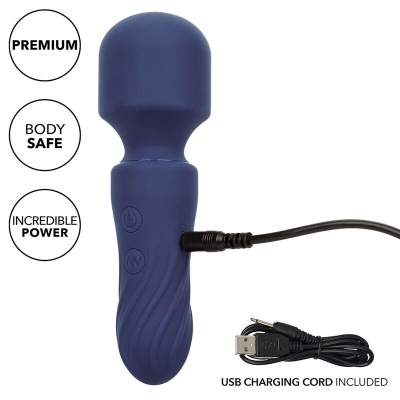 Massageador elétrico azul com cabo USB para carregar