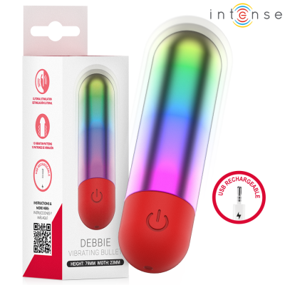 Vibrador bullet DEBBIE com corpo colorido e base vermelha