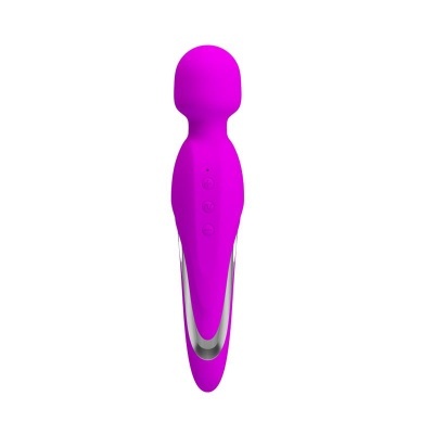 Vibrador rosa forte com botões e detalhes prateados