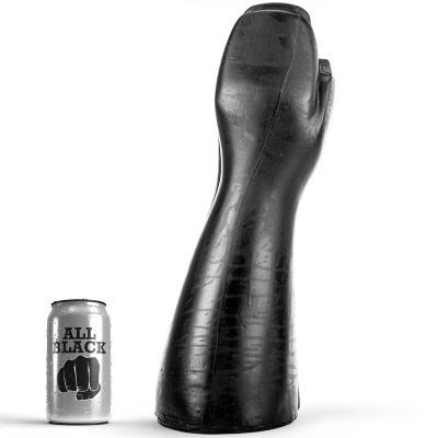 Protetor de boxe preto e lata cinzenta com texto ALL BLACK.