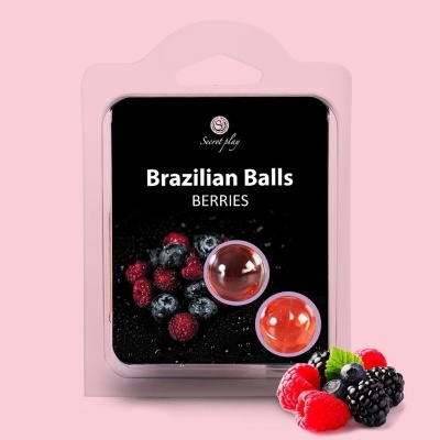 Embalagem de cápsulas gelatinosas Brazilian Balls Berries com imagens de frutos vermelhos